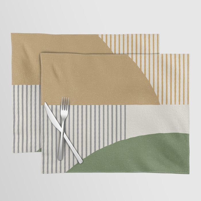 Quarter Circle Lines - Gold Green Placemat Gallery Image 1