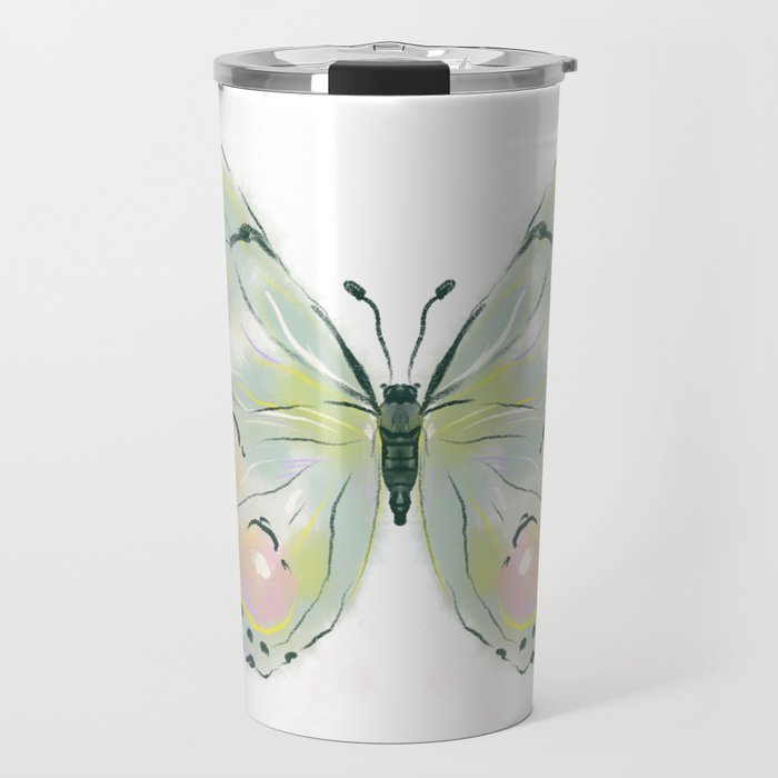 Exquisite Light Green Watercolour Butterfly Travel Mug Gallery Image 1