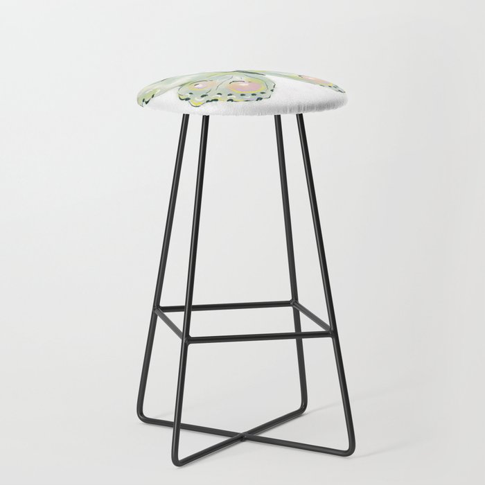 Exquisite Light Green Watercolour Butterfly Stool Gallery Image 1
