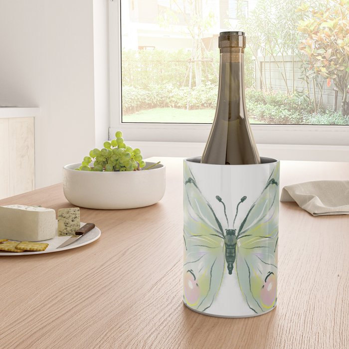 Exquisite Light Green Watercolour Butterfly Wine Chiller Gallery Image 4