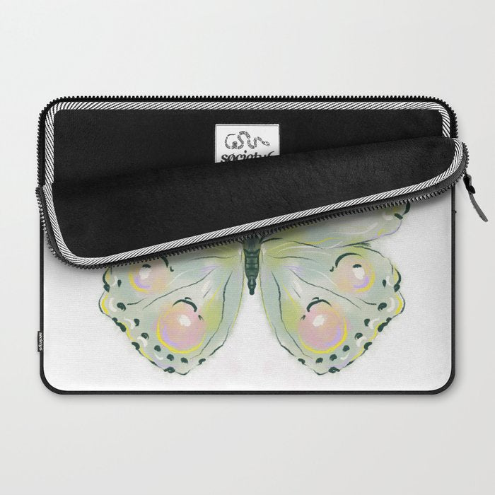 Exquisite Light Green Watercolour Butterfly Laptop Sleeve Gallery Image 2