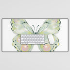 Exquisite Light Green Watercolour Butterfly Desk Mat Gallery Image 1