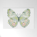 Exquisite Light Green Watercolour Butterfly Welcome Mat Gallery Image 1