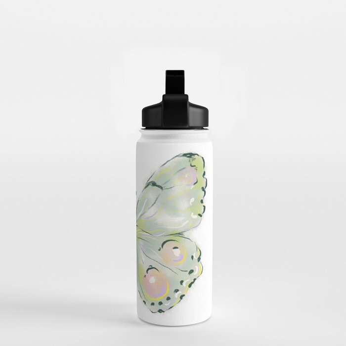 Exquisite Light Green Watercolour Butterfly Water Bottle Gallery Image 2
