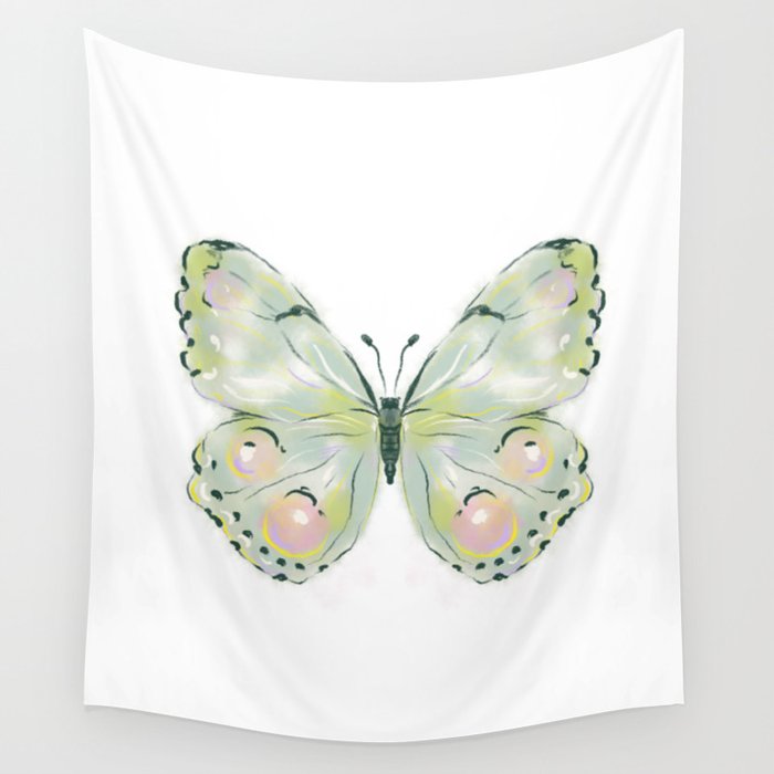 Exquisite Light Green Watercolour Butterfly Wall Tapestry Gallery Image 4