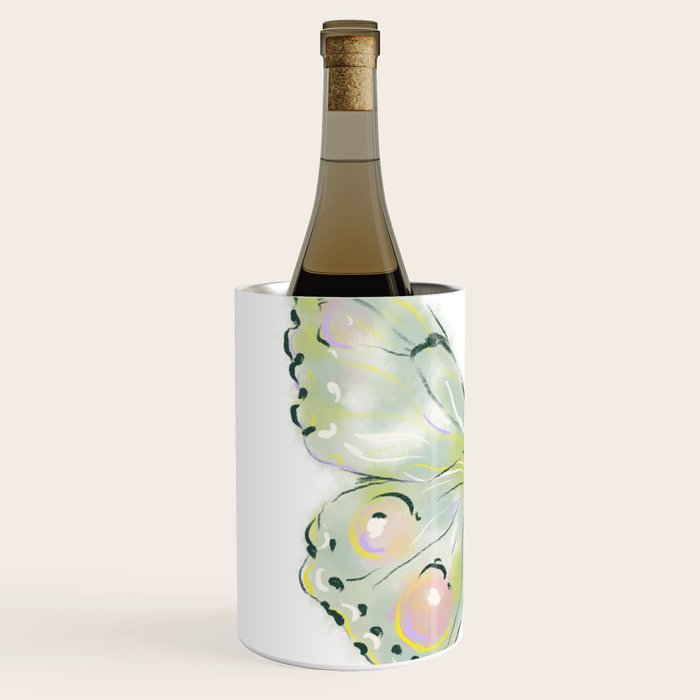 Exquisite Light Green Watercolour Butterfly Wine Chiller Gallery Image 2
