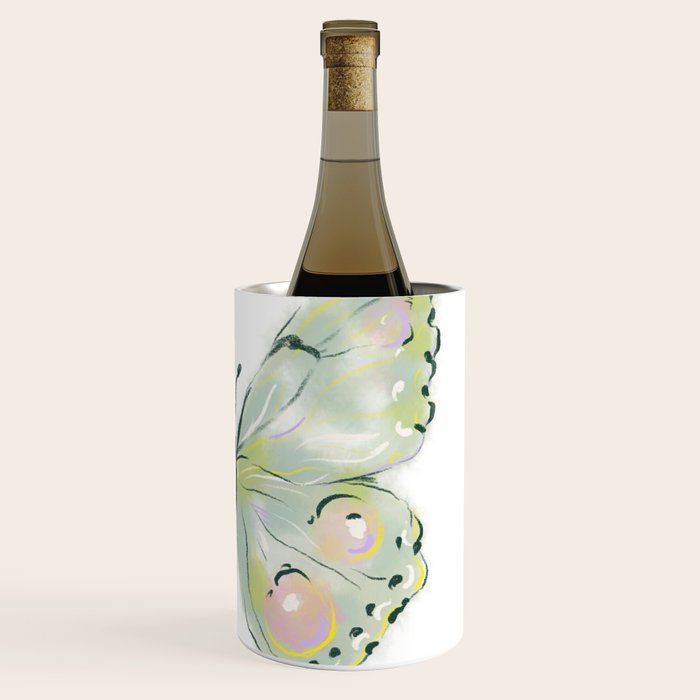 Exquisite Light Green Watercolour Butterfly Wine Chiller Gallery Image 3