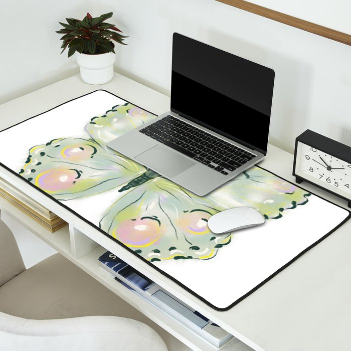 Exquisite Light Green Watercolour Butterfly Desk Mat Gallery Image 2