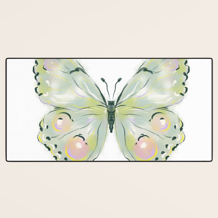 Exquisite Light Green Watercolour Butterfly Desk Mat Gallery Image 3
