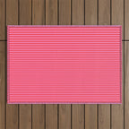 Ultra Fine Stripes Vertical Pattern in Preppy Pink and Red Outdoor Rug Gallery Image 1