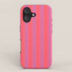 Ultra Fine Stripes Vertical Pattern in Preppy Pink and Red iPhone Case Gallery Image 1