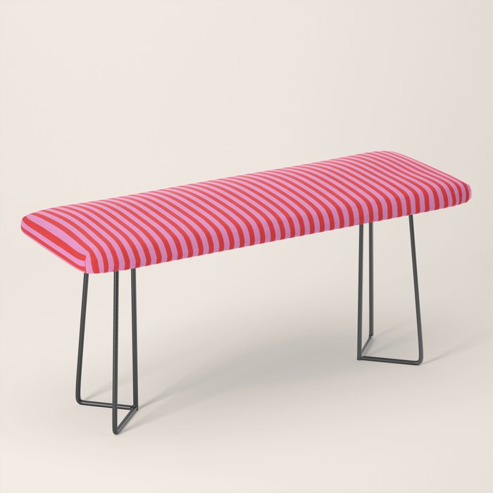 Ultra Fine Stripes Vertical Pattern in Preppy Pink and Red Bench Gallery Image 1
