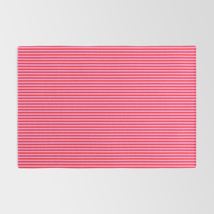 Ultra Fine Stripes Vertical Pattern in Preppy Pink and Red Rug Gallery Image 2