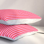 Ultra Fine Stripes Vertical Pattern in Preppy Pink and Red Pillow Sham Gallery Image 3