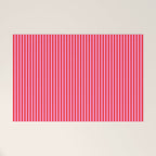 Ultra Fine Stripes Vertical Pattern in Preppy Pink and Red Welcome Mat Gallery Image 1