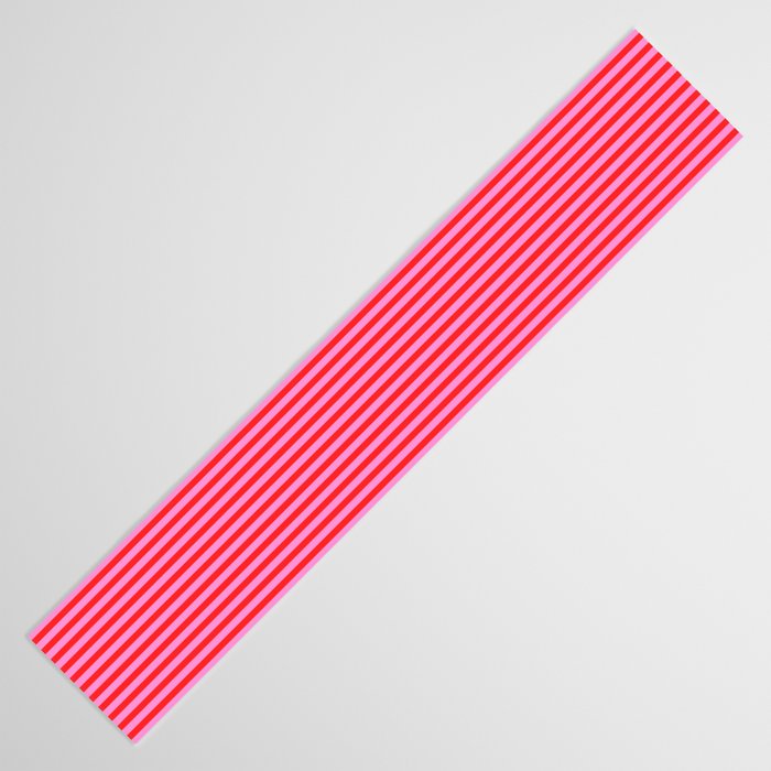 Ultra Fine Stripes Vertical Pattern in Preppy Pink and Red Table Runner Gallery Image 3