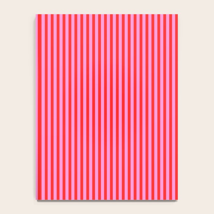 Ultra Fine Stripes Vertical Pattern in Preppy Pink and Red Notebook Gallery Image 4