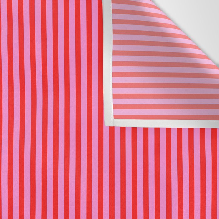 Ultra Fine Stripes Vertical Pattern in Preppy Pink and Red Wall Tapestry Gallery Image 3
