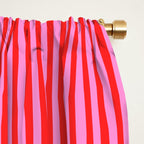 Ultra Fine Stripes Vertical Pattern in Preppy Pink and Red Window Curtain Gallery Image 2