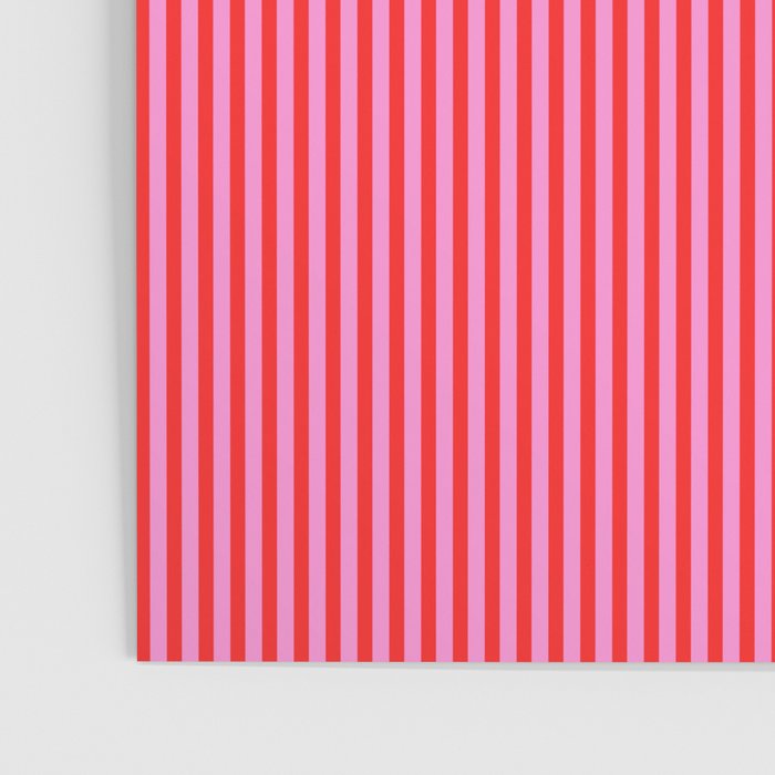 Ultra Fine Stripes Vertical Pattern in Preppy Pink and Red Poster Gallery Image 3