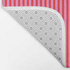 Ultra Fine Stripes Vertical Pattern in Preppy Pink and Red Bath Mat Gallery Image 2
