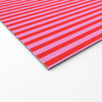 Ultra Fine Stripes Vertical Pattern in Preppy Pink and Red Welcome Mat Gallery Image 2
