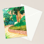 The House With The Green Door, Nature Architecture Painting, Places Stay At Home Tropical Villa Stationery Card Gallery Image 2
