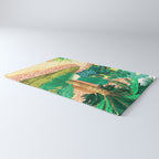 The House With The Green Door, Nature Architecture Painting, Places Stay At Home Tropical Villa Rug Gallery Image 3