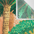 The House With The Green Door, Nature Architecture Painting, Places Stay At Home Tropical Villa Wall Tapestry Gallery Image 3