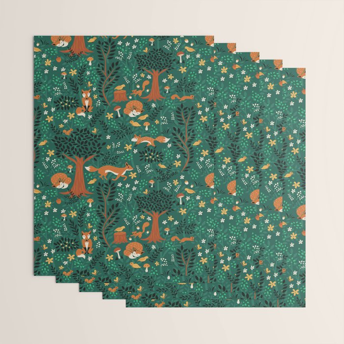 Foxes Playing in the Emerald Forest Wrapping Paper Gallery Image 3