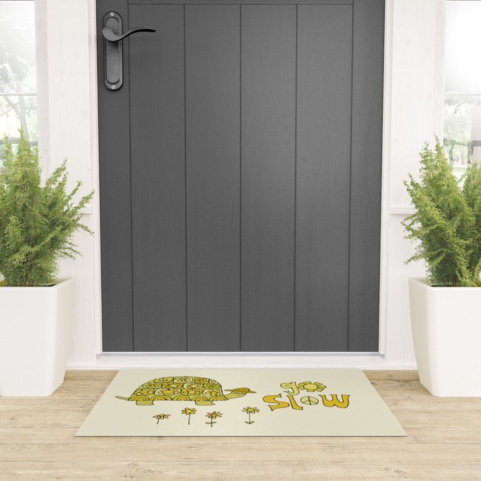 go slow retro turtle // art by surfy birdy Welcome Mat Gallery Image 3