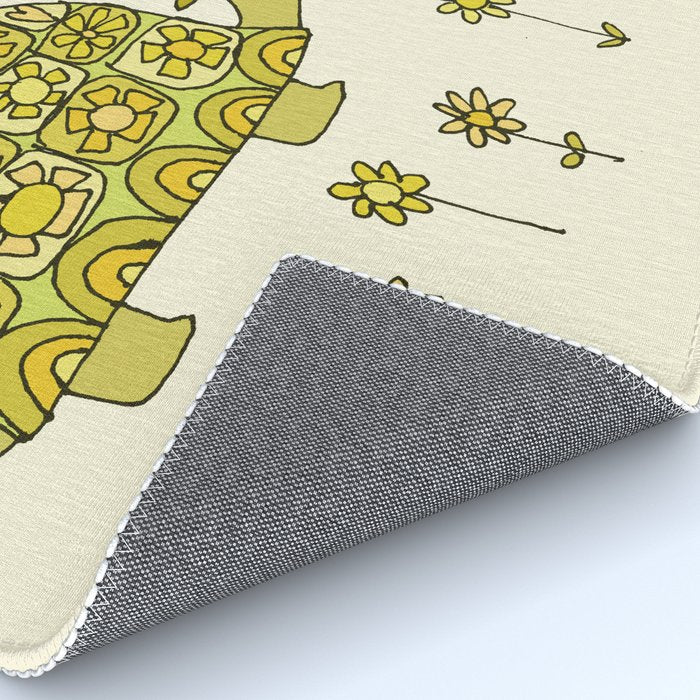 go slow retro turtle // art by surfy birdy Rug Gallery Image 4