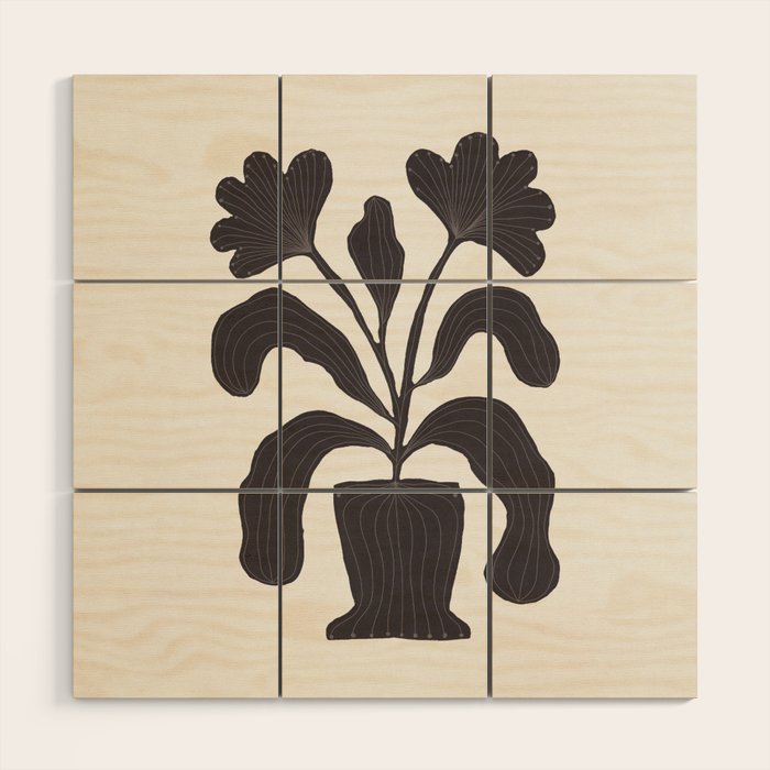 Linocut Flowers #2 Wood Wall Art Gallery Image 2