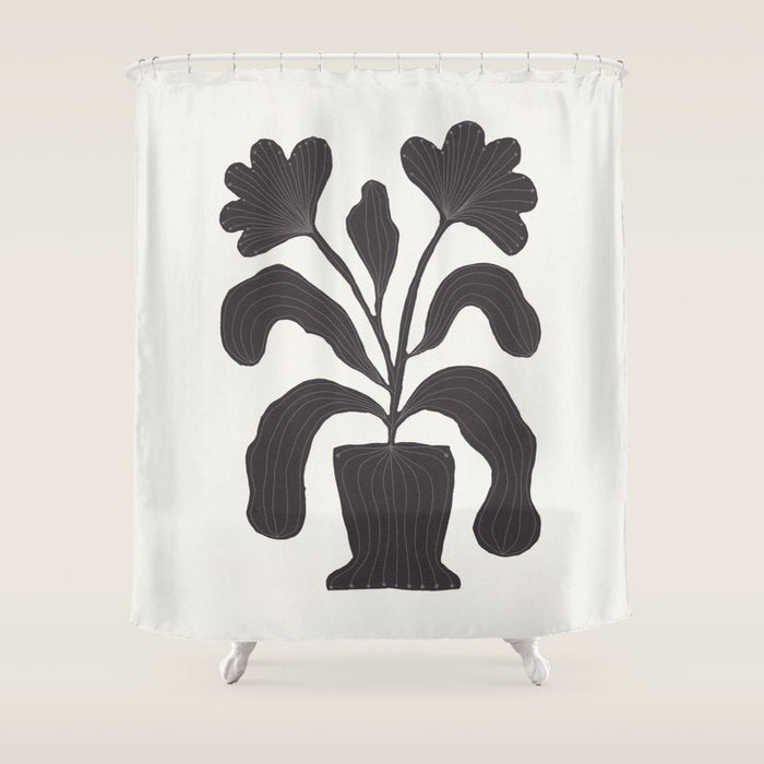 Linocut Flowers #2 Shower Curtain Gallery Image 1