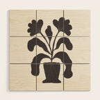 Linocut Flowers #2 Wood Wall Art Gallery Image 1