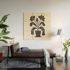 Linocut Flowers #2 Wood Wall Art Gallery Image 2