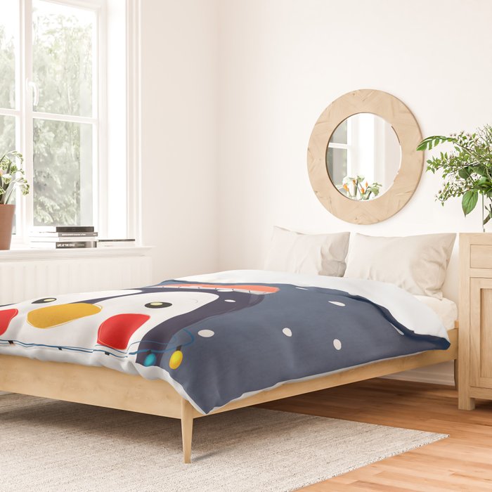 Christmas Penguin with fairy lights no2 Duvet Cover Gallery Image 2