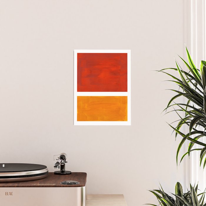 Burnt Orange Yellow Ochre Mid Century Modern Abstract Minimalist Rothko Color Field Squares Poster Gallery Image 2
