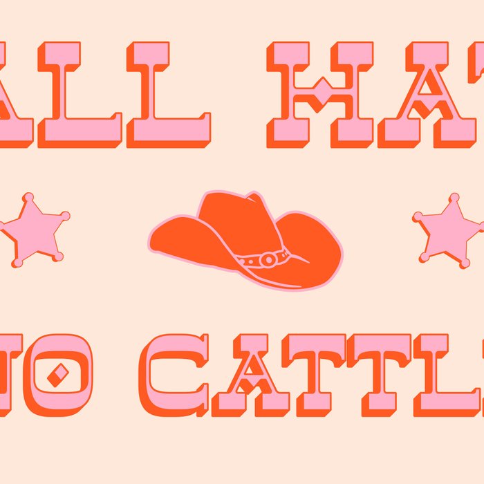 "All hat no cattle" in pink and orange retro western letters Coffee Mug Gallery Image 2
