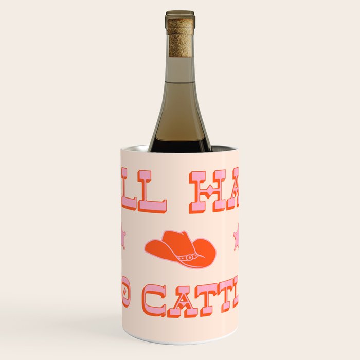 "All hat no cattle" in pink and orange retro western letters Wine Chiller Gallery Image 1