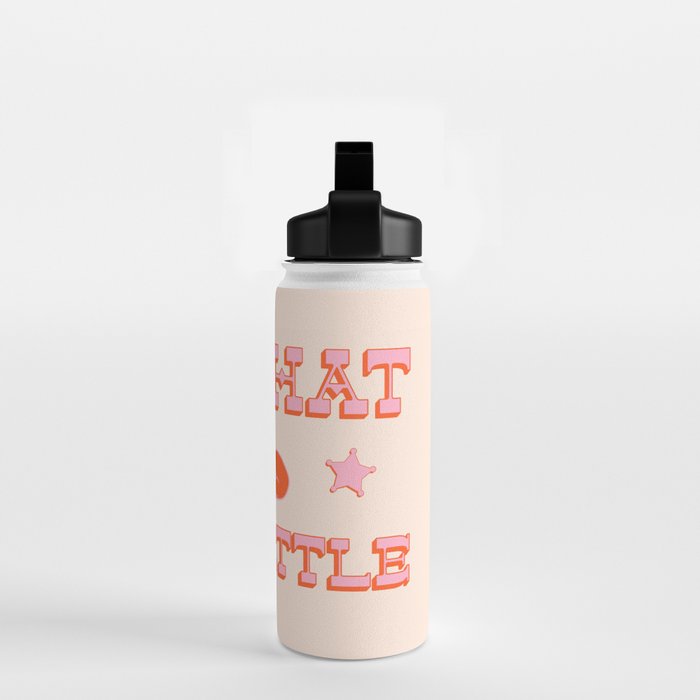 "All hat no cattle" in pink and orange retro western letters Water Bottle Gallery Image 2