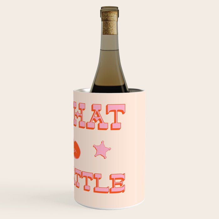 "All hat no cattle" in pink and orange retro western letters Wine Chiller Gallery Image 3