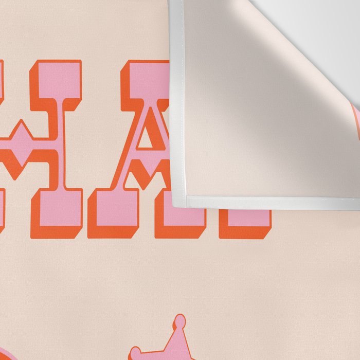 "All hat no cattle" in pink and orange retro western letters Wall Tapestry Gallery Image 3