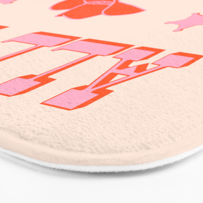 "All hat no cattle" in pink and orange retro western letters Bath Mat Gallery Image 3