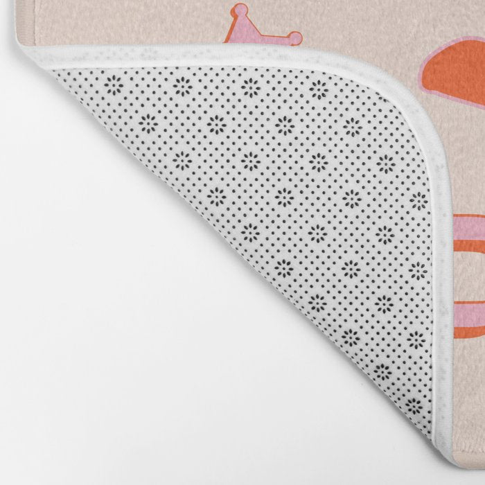 "All hat no cattle" in pink and orange retro western letters Bath Mat Gallery Image 2