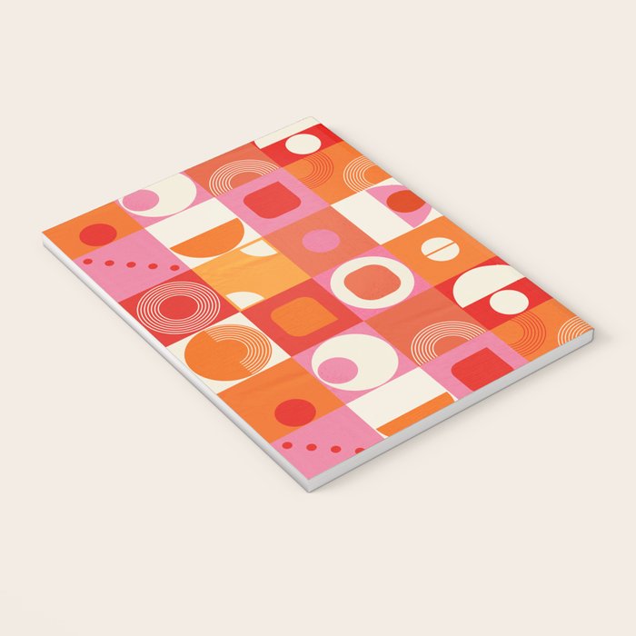 Retro Geo Pop Orange Pink Pattern Notebook Gallery Image 3