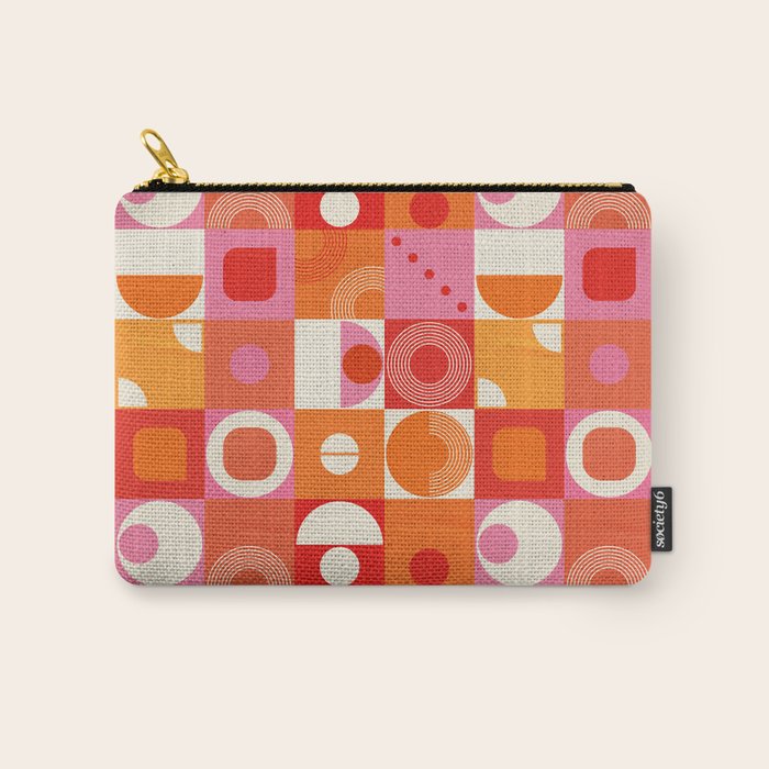 Retro Geo Pop Orange Pink Pattern Carry All Pouch Gallery Image 1