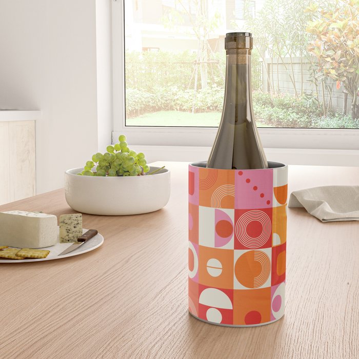 Retro Geo Pop Orange Pink Pattern Wine Chiller Gallery Image 4