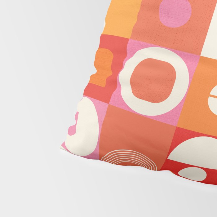 Retro Geo Pop Orange Pink Pattern Pillow Sham Gallery Image 4