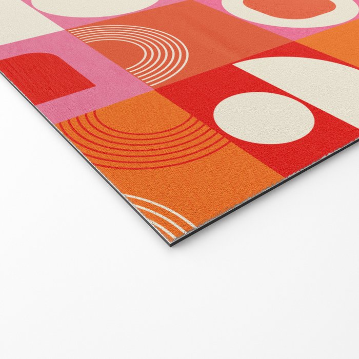 Retro Geo Pop Orange Pink Pattern Welcome Mat Gallery Image 2